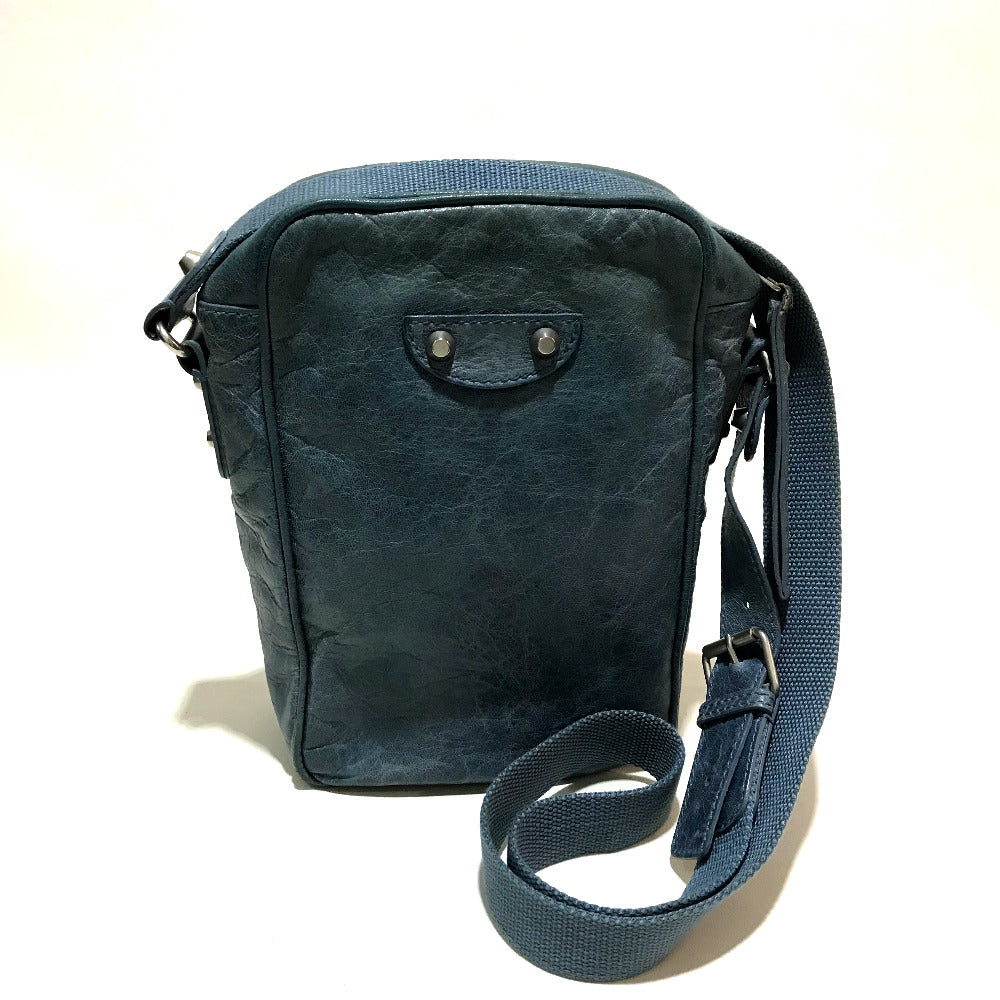 BALENCIAGA Shoulder Bag 272861 leather Light blue Crossbody Classic reporter mens(Unisex) Used Authentic