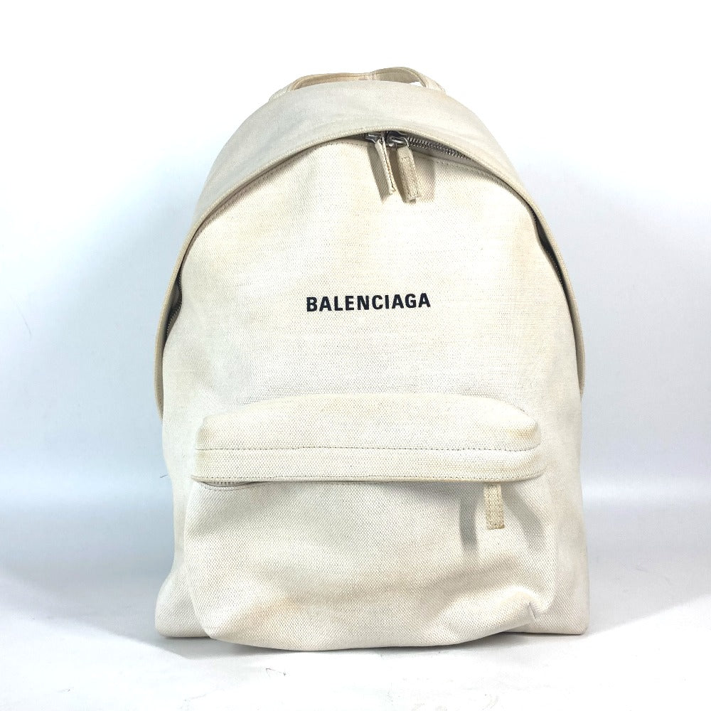 BALENCIAGA Backpack 552374 canvas white Everyday logo mens(Unisex) Used Authentic