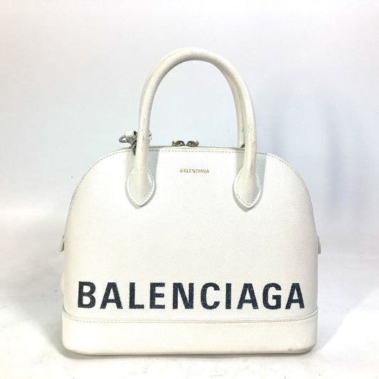 BALENCIAGA Handbag 550645 leather white Bicolor Bag Ville top handle S Women Used Authentic