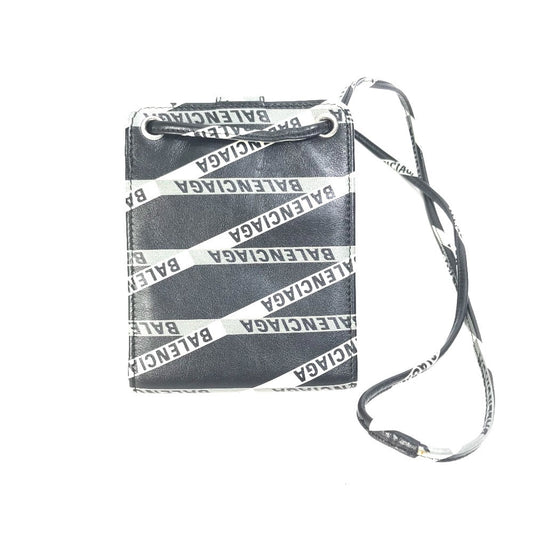BALENCIAGA Shoulder Bag 541567 leather black Pouch Pochette Wallet Explorer Shoulder Wallet mens Used Authentic
