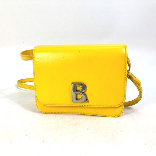 BALENCIAGA Shoulder Bag 592898 leather yellow Bag 2WAY bag clutch bag B logo Women Used Authentic