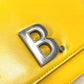 BALENCIAGA Shoulder Bag 592898 leather yellow Bag 2WAY bag clutch bag B logo Women Used Authentic