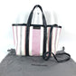BALENCIAGA Handbag 671404 Leather, Raffia pink stripe BARBES SMALL