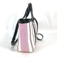 BALENCIAGA Handbag 671404 Leather, Raffia pink stripe BARBES SMALL