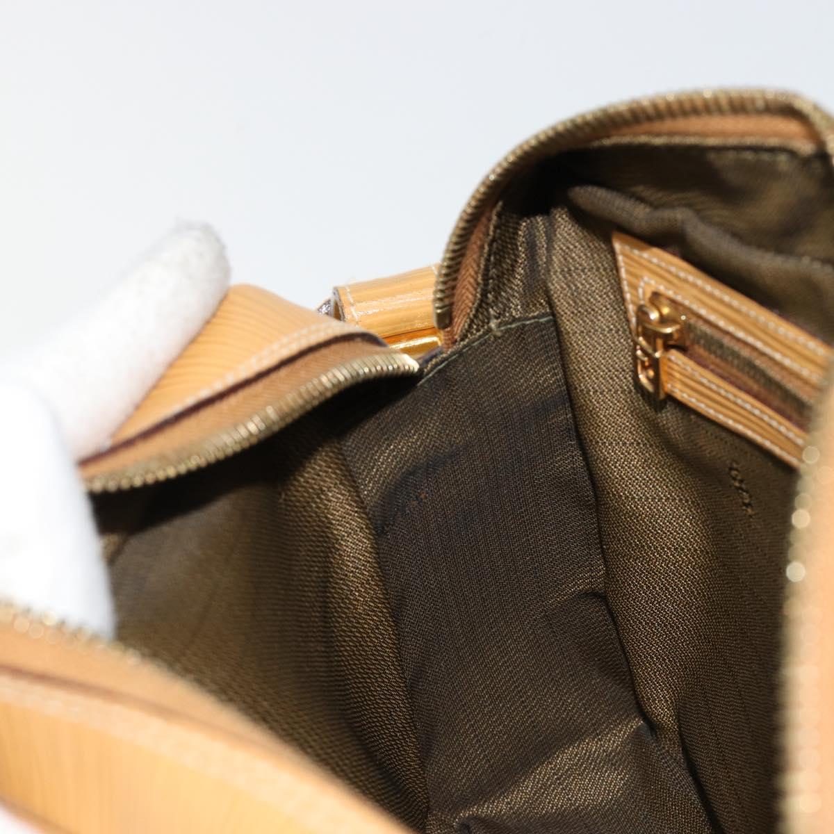 FENDI Shoulder Bag Leather Beige Gold
