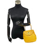DIOR Top Handle Handbag Yellow Leather CD Metal Logo