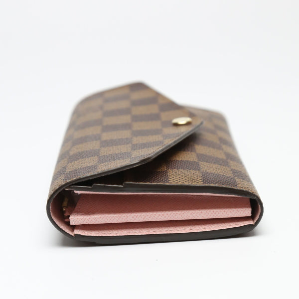 LOUIS VUITTON Long Wallet Purse N60114 Damier canvas Brown x pink Damier Rose Valerie
