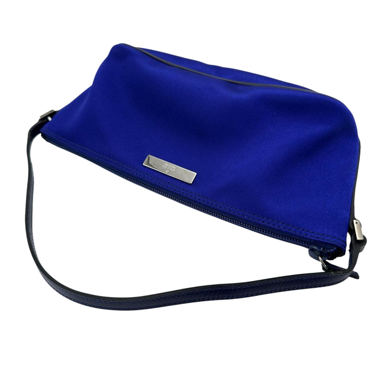 GUCCI Pouch 039-1103 Satin, Leather blue Pouch Hand pouch unisex(Unisex) Used Authentic