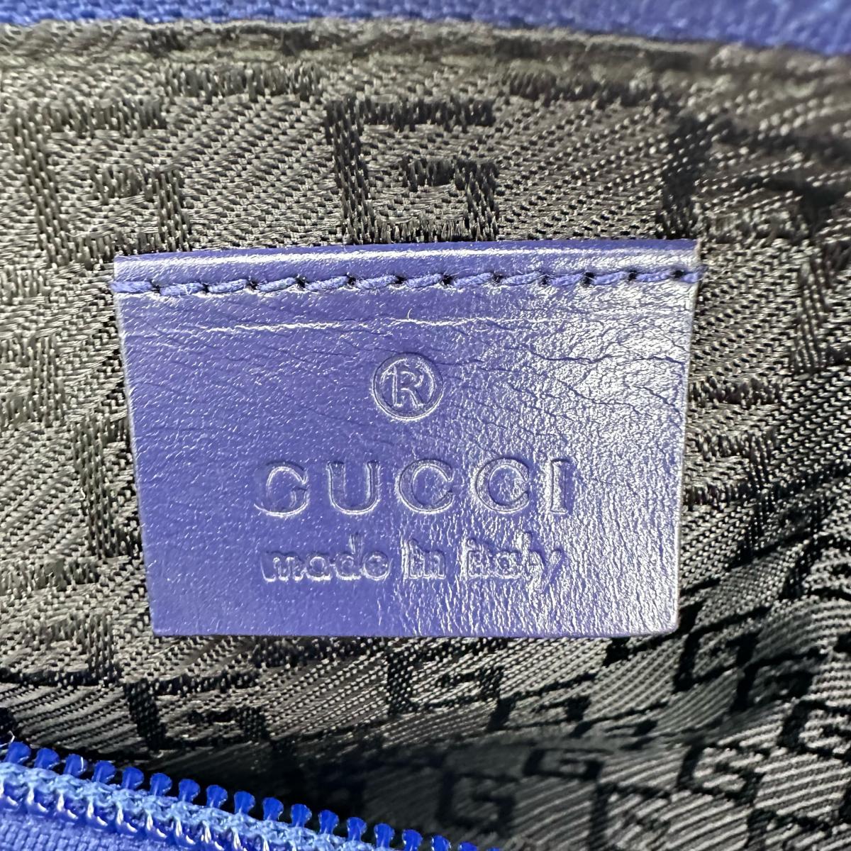 GUCCI Pouch 039-1103 Satin, Leather blue Pouch Hand pouch unisex(Unisex) Used Authentic