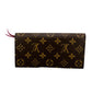 LOUIS VUITTON Long Wallet Purse M60136 Monogram canvas Brown x rouge 2 fold long wallet Monogram Portefeuille Emily Women Used Authentic
