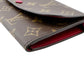 LOUIS VUITTON Long Wallet Purse M60136 Monogram canvas Brown x rouge 2 fold long wallet Monogram Portefeuille Emily Women Used Authentic