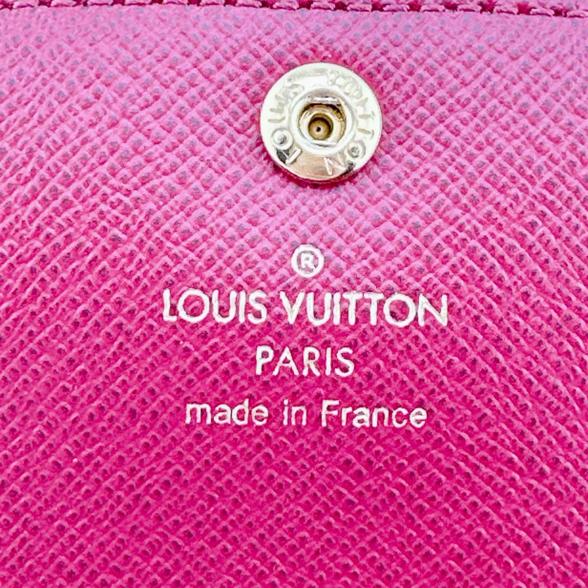 LOUIS VUITTON Long Wallet Purse M60136 Monogram canvas Brown x rouge 2 fold long wallet Monogram Portefeuille Emily Women Used Authentic