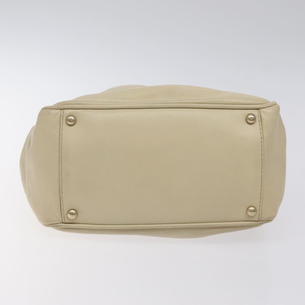 CHANEL Camelia Two Way Shoulder Bag Leather Ivory CC