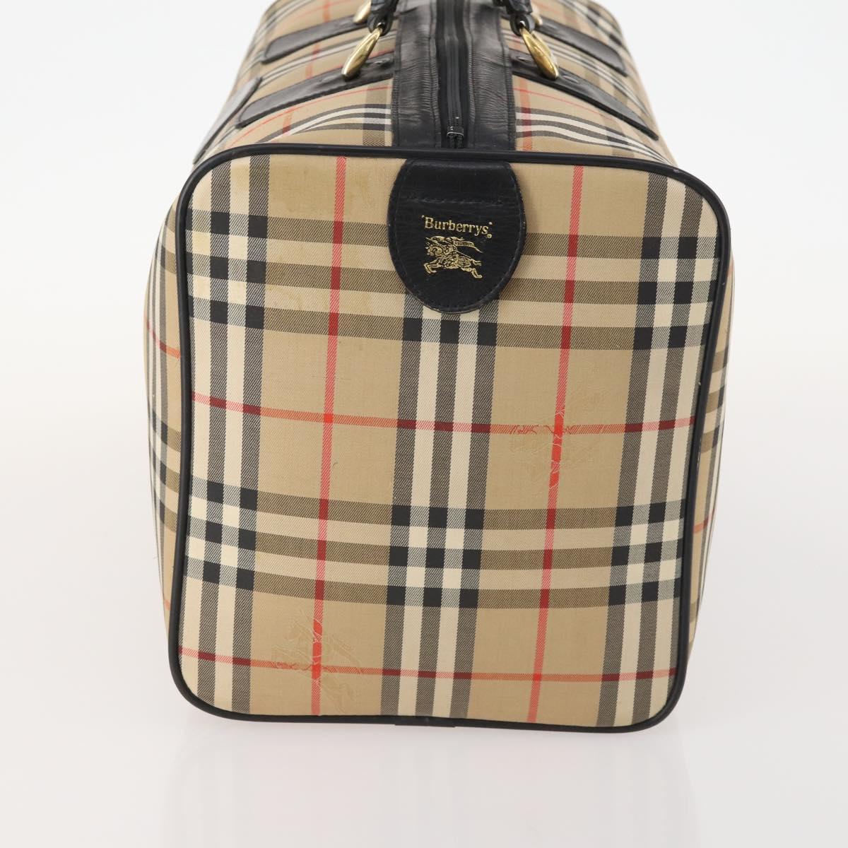 Burberrys Nova Check Boston Bag Canvas Brown Gold