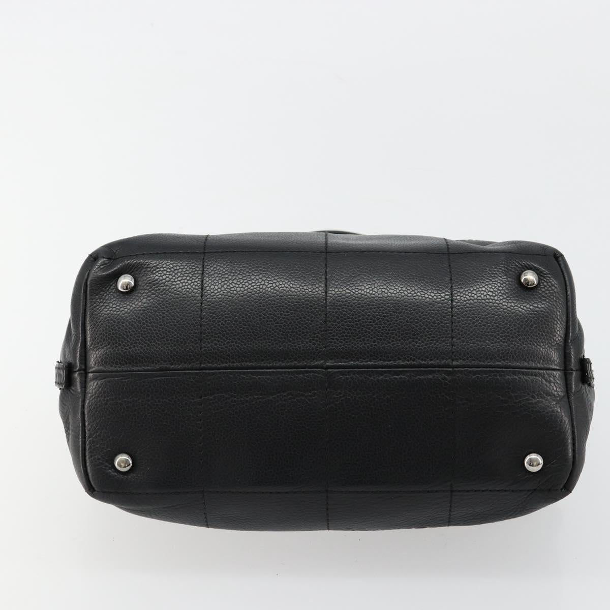 CHANEL Handbag Caviar Skin Black Silver CC