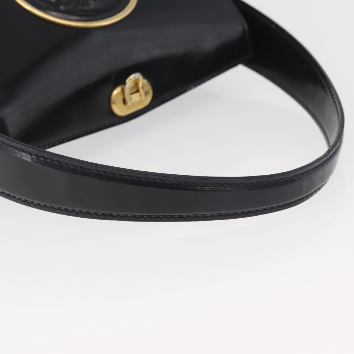 FENDI Hand Bag Leather Black Gold