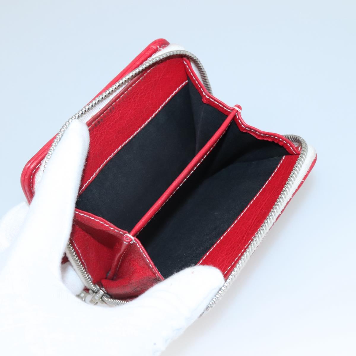 BALENCIAGA Bifold Wallet Leather Multicolor Red Silver