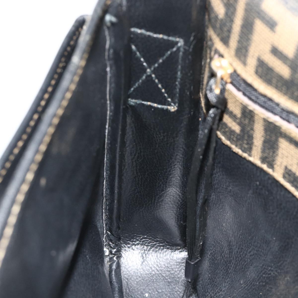 FENDI Zucca Canvas Shoulder Bag Black Brown