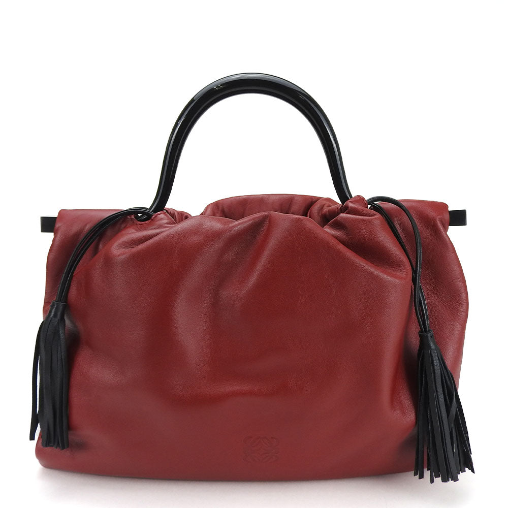 LOEWE Handbag leather Red Women Used Authentic