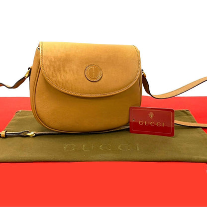 GUCCI Shoulder Bag leather Brown GG logo Women Used Authentic