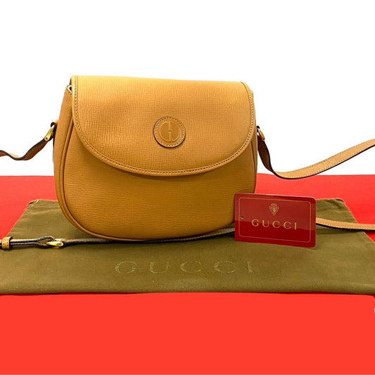 GUCCI Shoulder Bag leather Brown GG logo Women Used Authentic