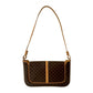 CELINE Shoulder Bag Leather, PVC Brown Macadam Blason Triomphe Pattern Women Used Authentic