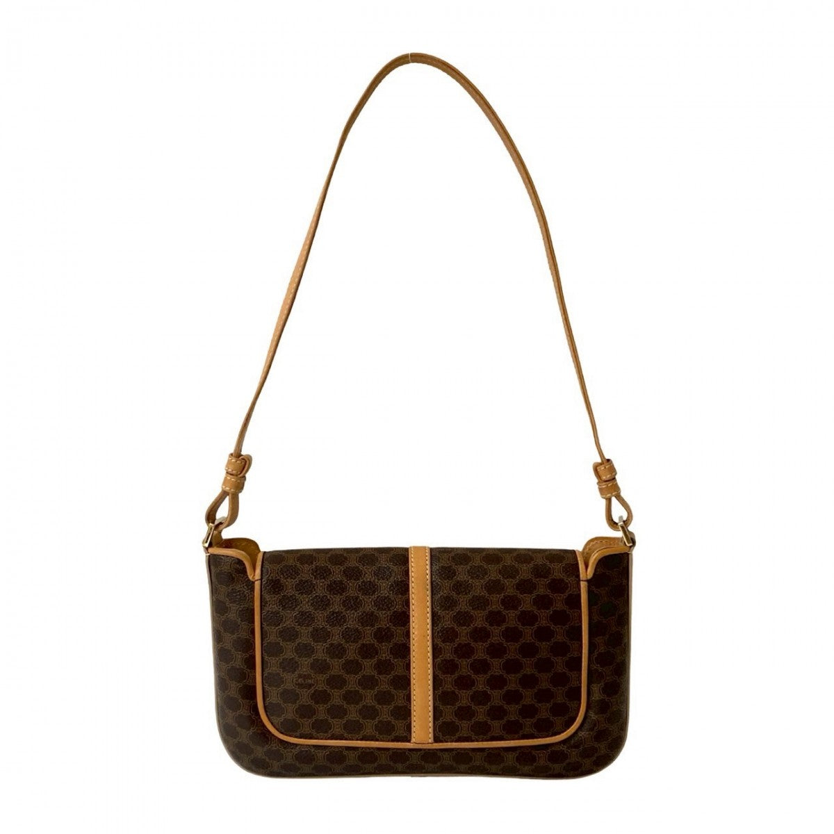 CELINE Shoulder Bag Leather, PVC Brown Macadam Blason Triomphe Pattern Women Used Authentic