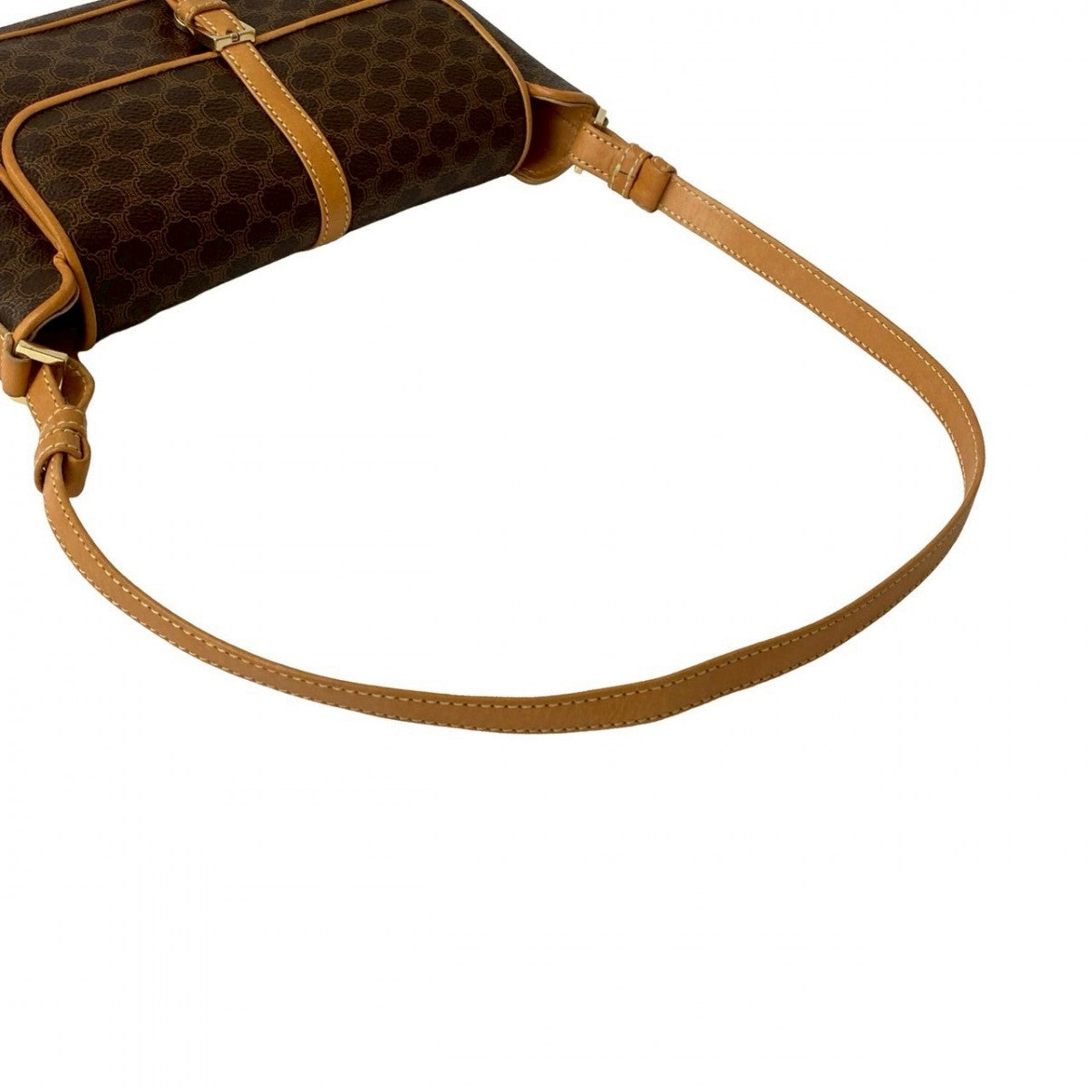 CELINE Shoulder Bag Leather, PVC Brown Macadam Blason Triomphe Pattern Women Used Authentic