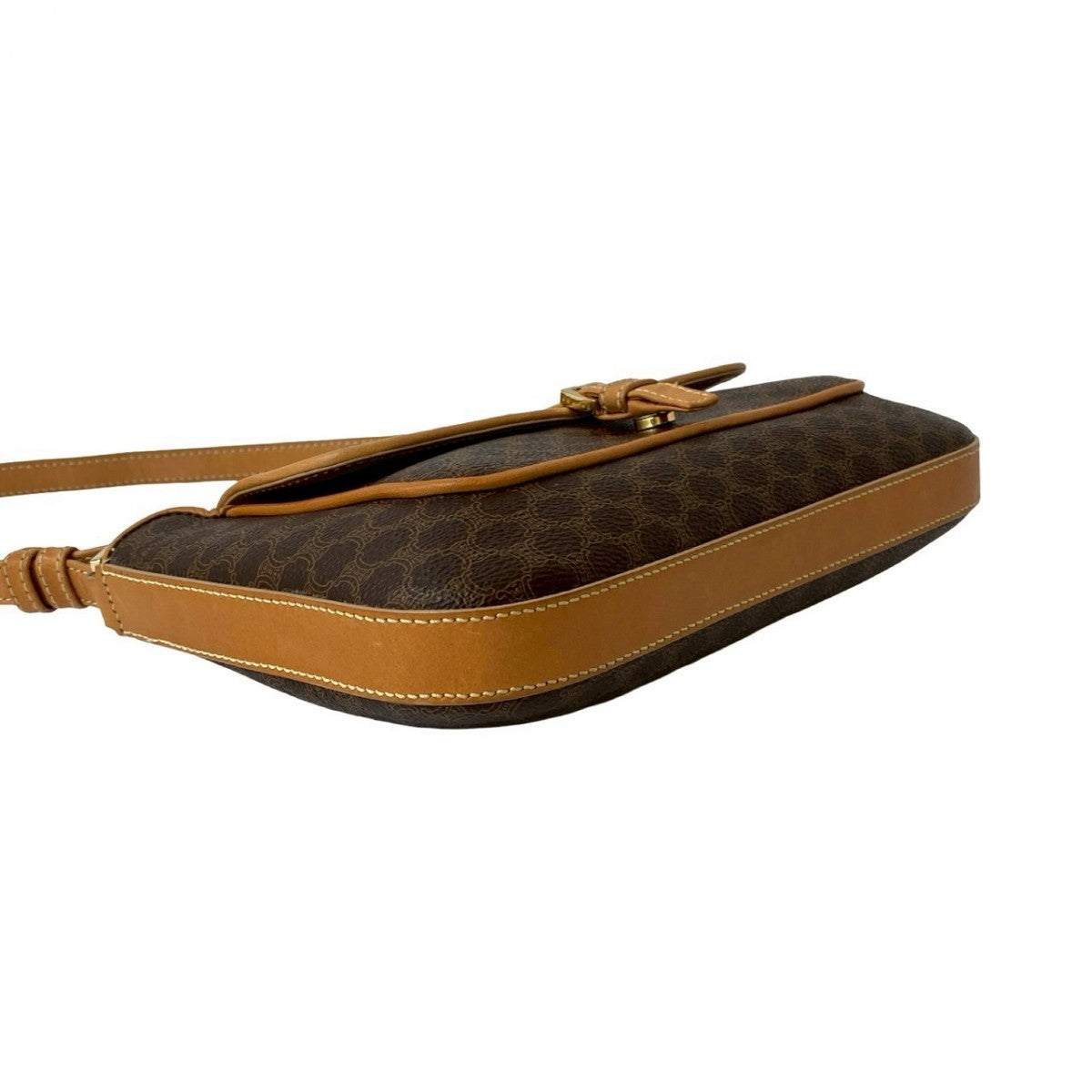 CELINE Shoulder Bag Leather, PVC Brown Macadam Blason Triomphe Pattern Women Used Authentic