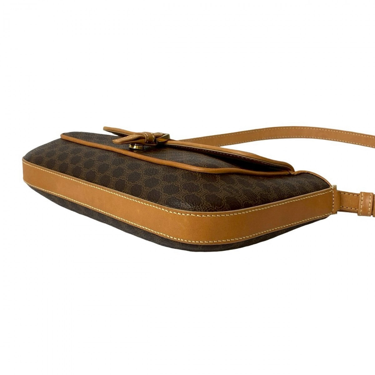 CELINE Shoulder Bag Leather, PVC Brown Macadam Blason Triomphe Pattern Women Used Authentic