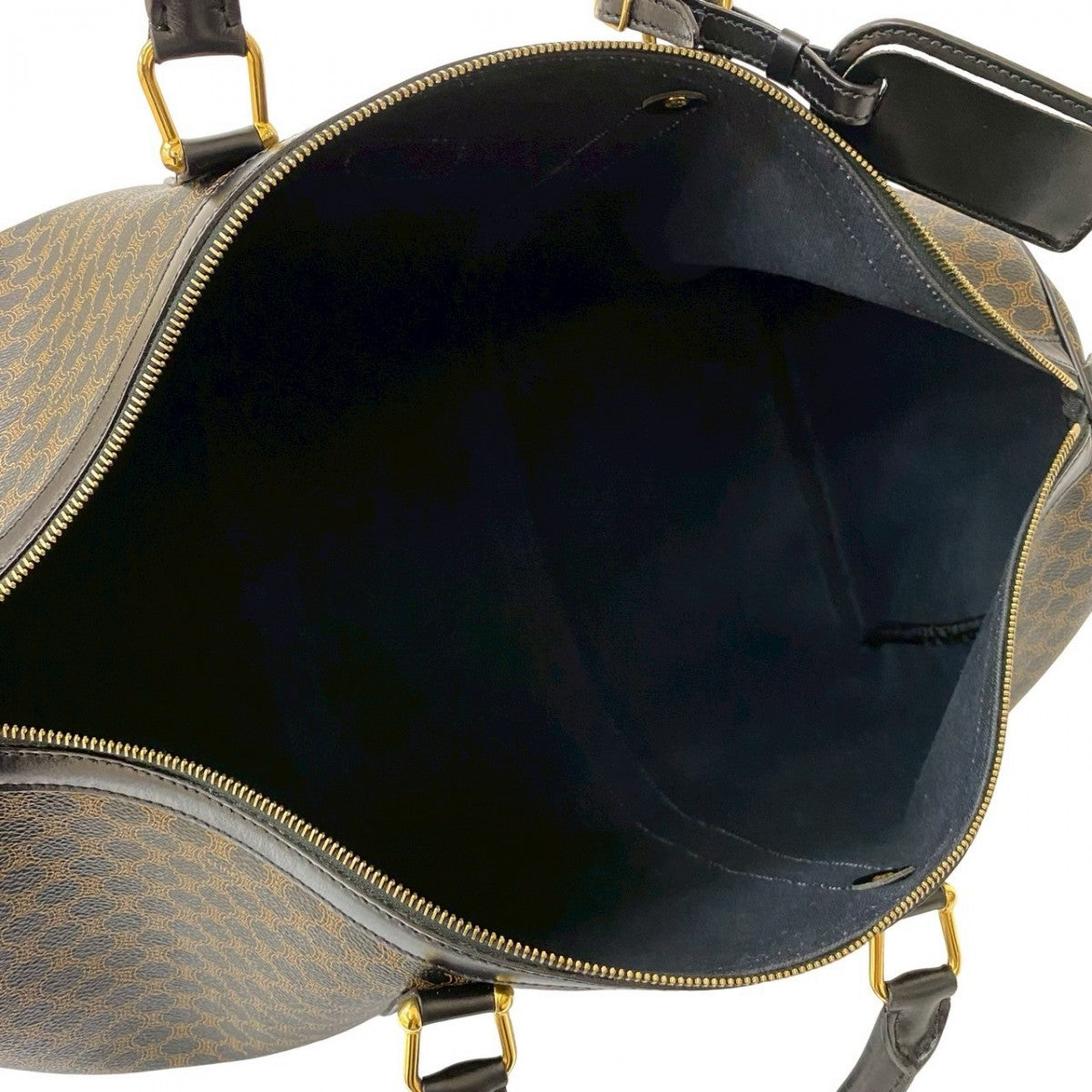 CELINE Boston Duffel bag Leather, PVC black Macadam Blason Triomphe Pattern Women Used Authentic