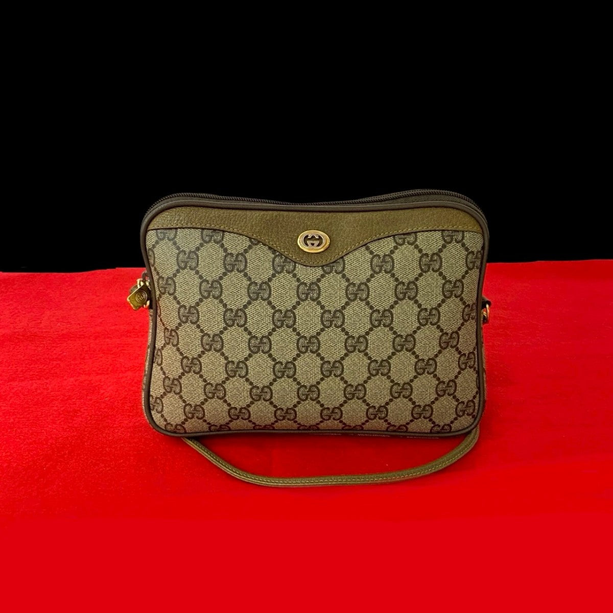 GUCCI Shoulder Bag Leather, PVC Brown GG logo Metal Women Used Authentic