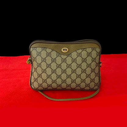 GUCCI Shoulder Bag Leather, PVC Brown GG logo Metal Women Used Authentic