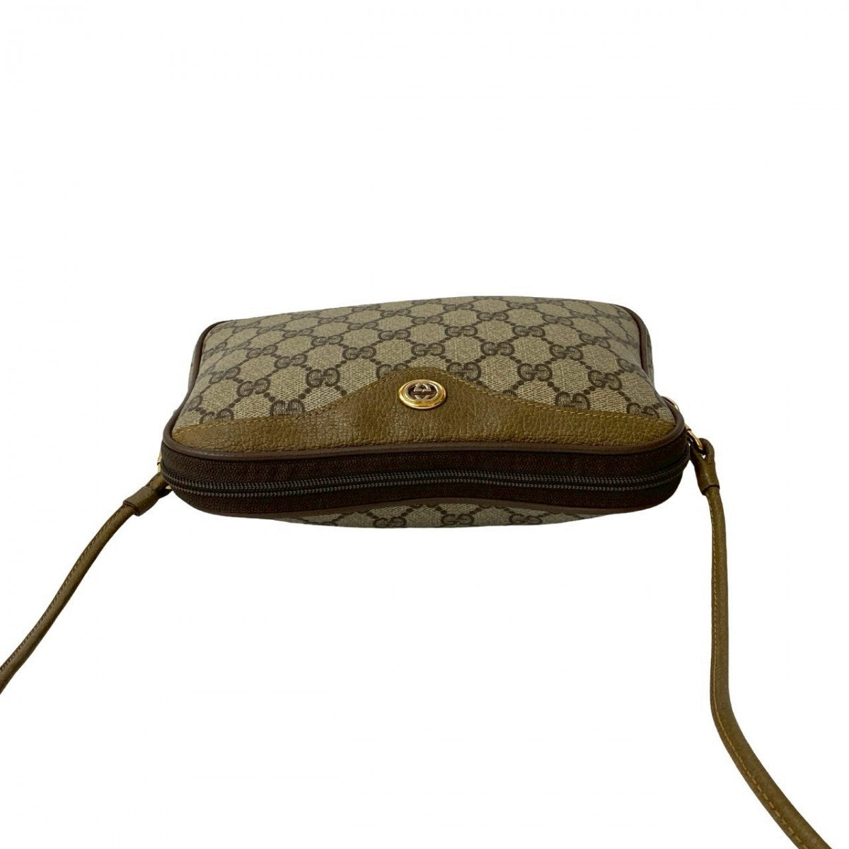 GUCCI Shoulder Bag Leather, PVC Brown GG logo Metal Women Used Authentic