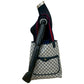 GUCCI Tote Bag Leather, PVC Navy GG logo Metal Sherry line Women Used Authentic
