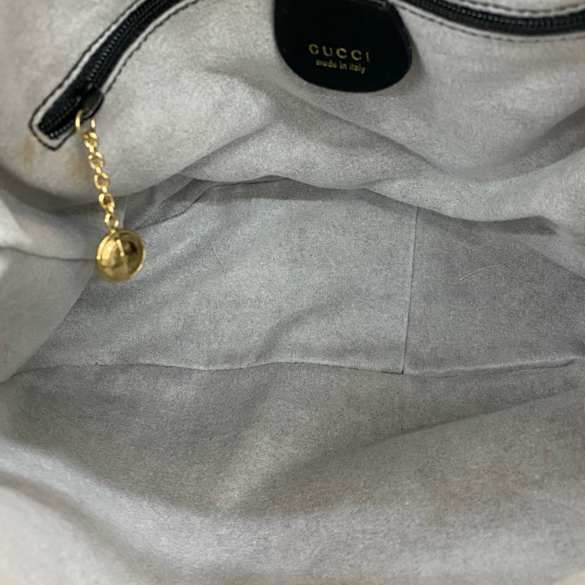 GUCCI Shoulder Bag leather black Bamboo
