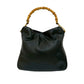 GUCCI Shoulder Bag leather black Bamboo