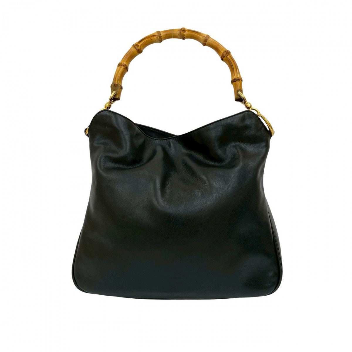 GUCCI Shoulder Bag leather black Bamboo