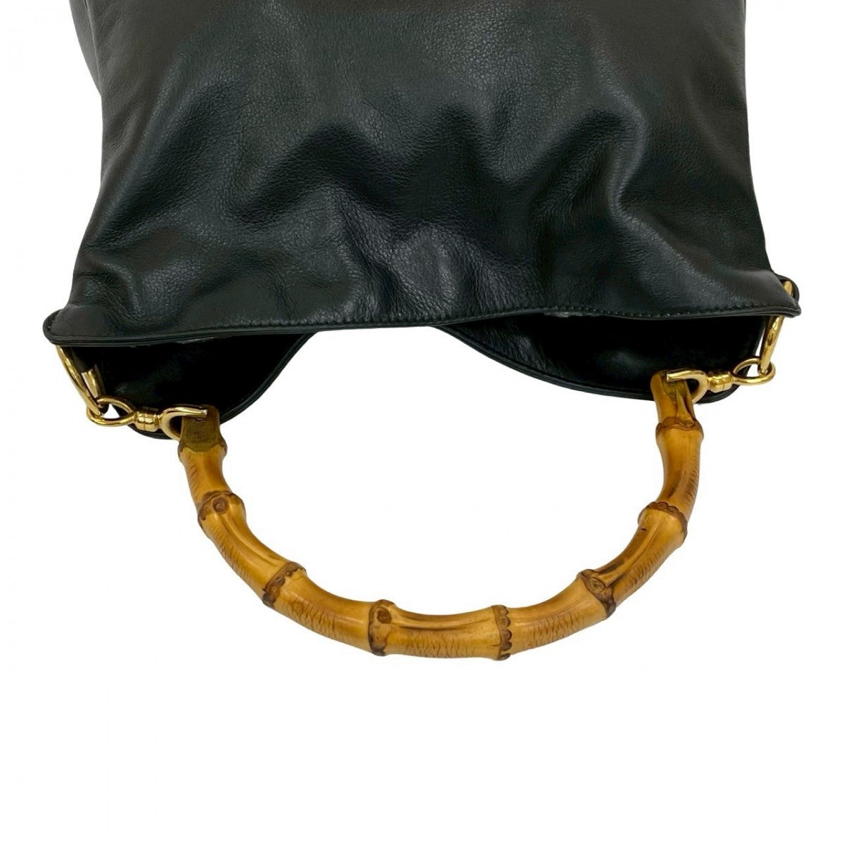 GUCCI Shoulder Bag leather black Bamboo
