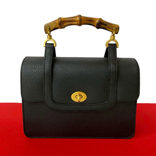 GUCCI Handbag leather black Bamboo