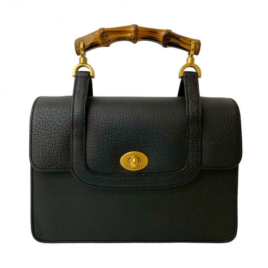 GUCCI Handbag leather black Bamboo