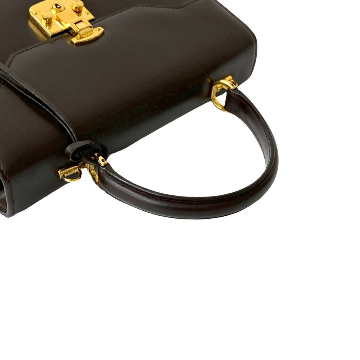 GUCCI Shoulder Bag Calfskin, Leather Brown Ready lock Women Used Authentic