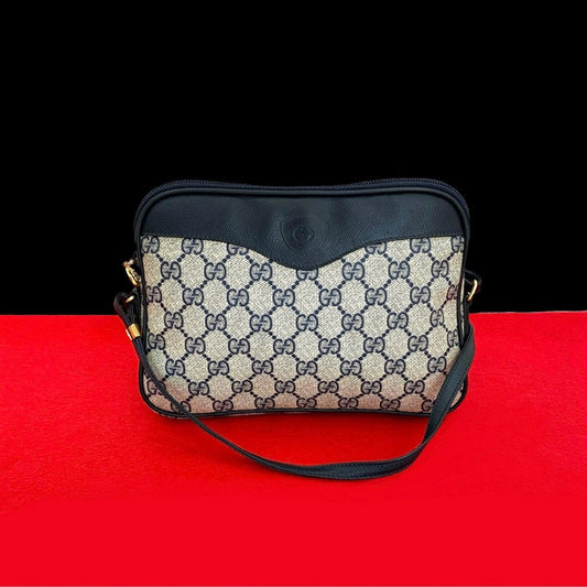 GUCCI Shoulder Bag leather Navy
