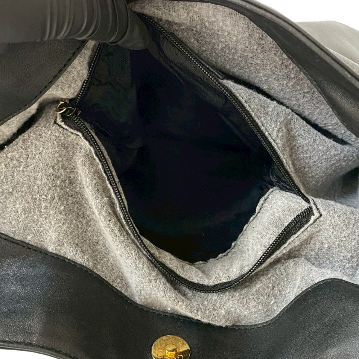 GUCCI Handbag leather black Bamboo Women Used Authentic