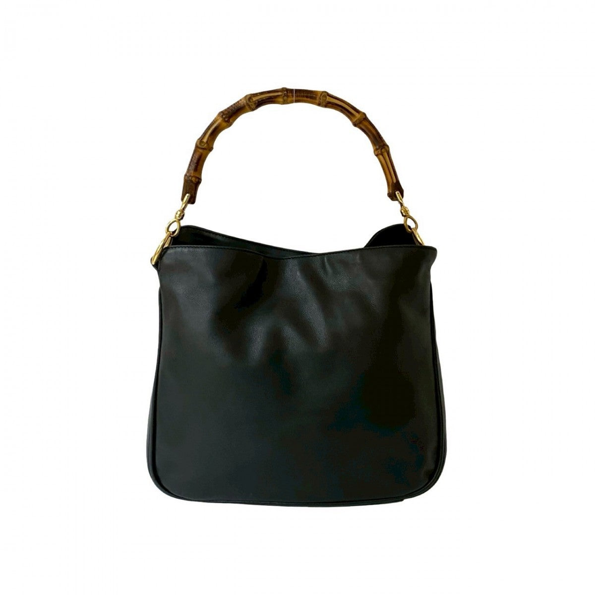 GUCCI Handbag leather black Bamboo Women Used Authentic