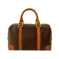 CELINE Handbag Leather, PVC Brown Macadam Blason Triomphe Women Used Authentic