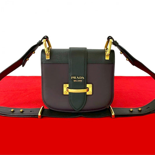 PRADA Shoulder Bag leather black Kaye