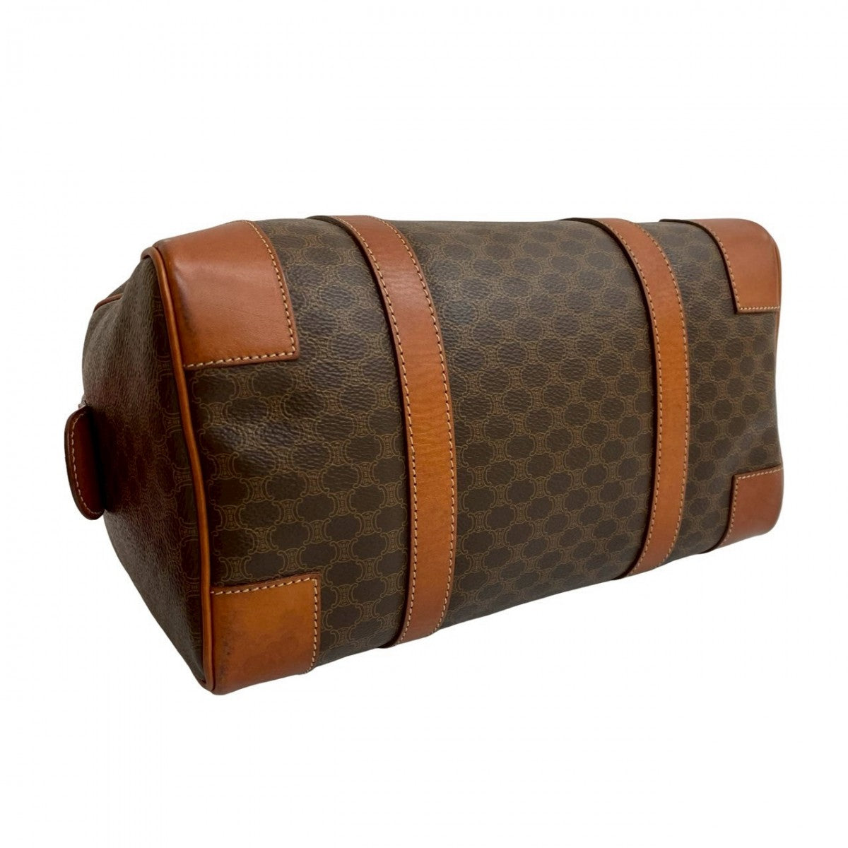 CELINE Handbag Leather, PVC Brown Macadam Blazon Pattern Triomphe logo Women Used Authentic