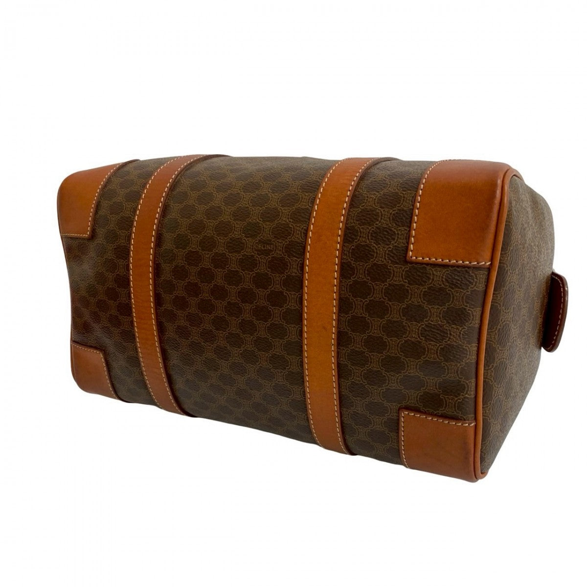 CELINE Handbag Leather, PVC Brown Macadam Blazon Pattern Triomphe logo Women Used Authentic