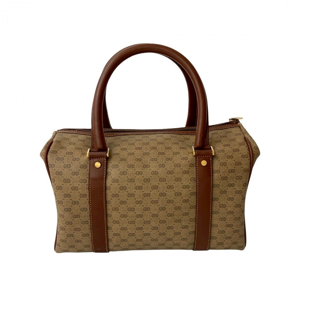 GUCCI Handbag Leather, PVC Brown Micro GG logo Metal Women Used Authentic
